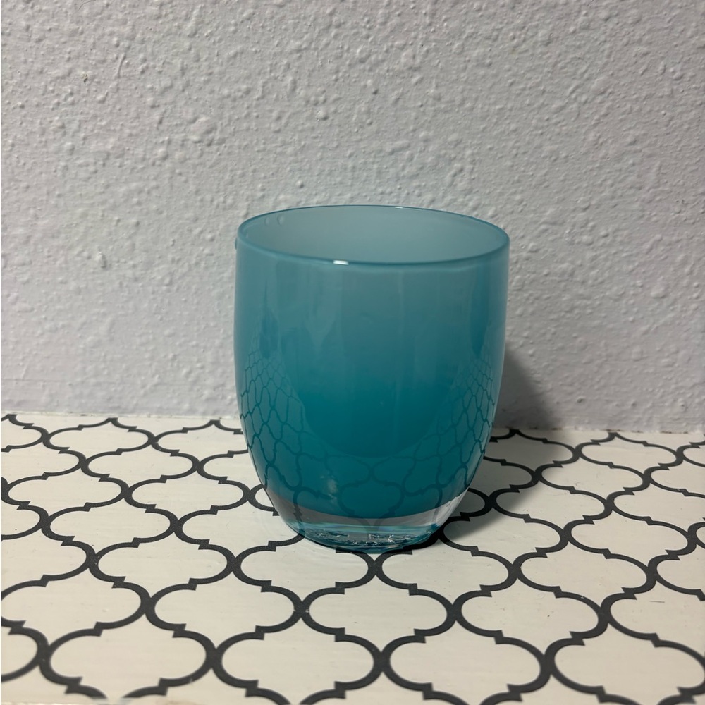 GLASSYBABY Blue CABO Votive Hand Blown ART GLASS Candle  Holder  Pre Triskelion